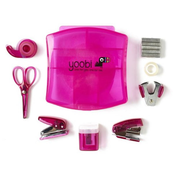 Details about   Yoobi Mini Office Supply Kit New Pink Accessories Staple Tape Etc 